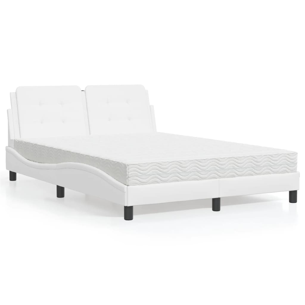 Lit avec matelas Zadar blanc 120x200 cm similicuir