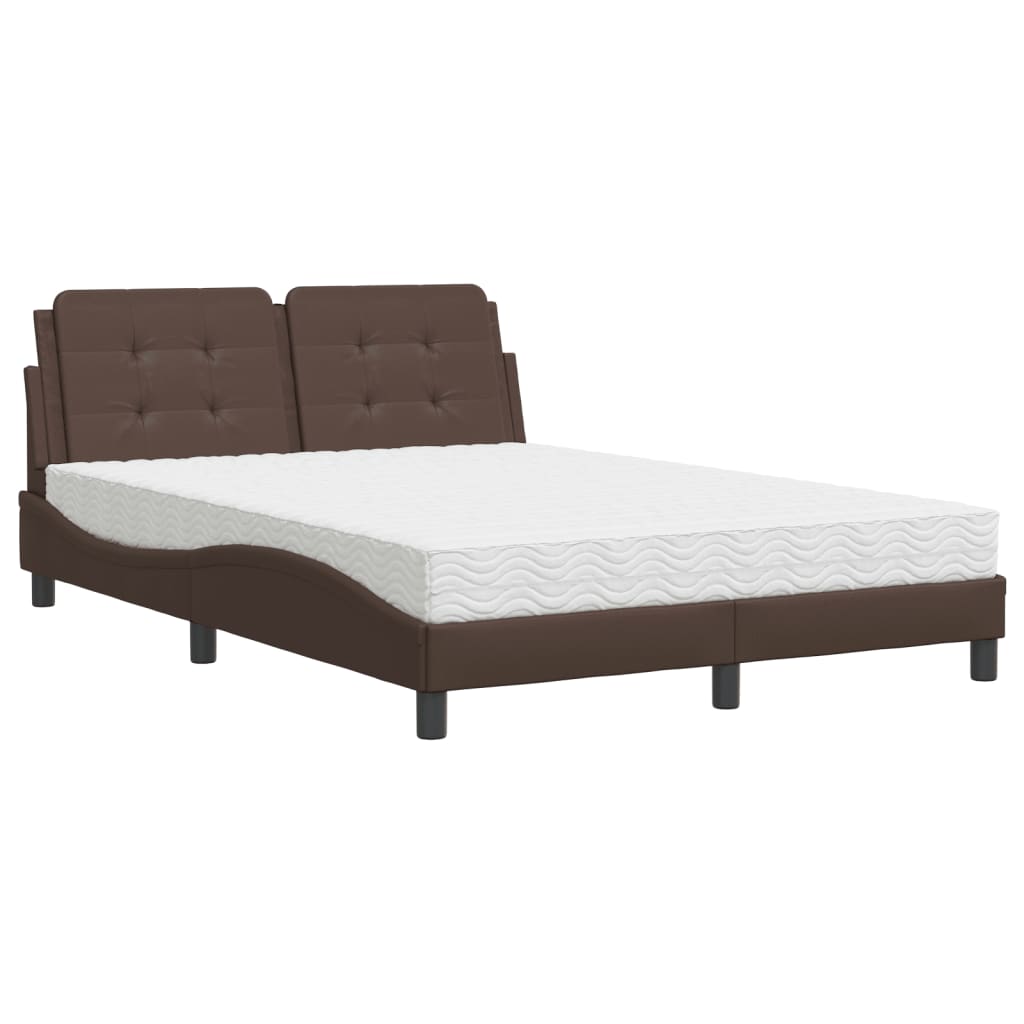 Lit avec matelas Zadar marron 120x200 cm similicuir
