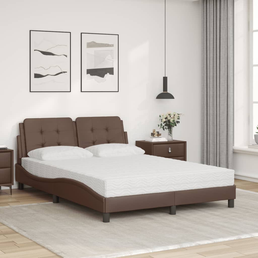 Lit avec matelas Zadar marron 120x200 cm similicuir