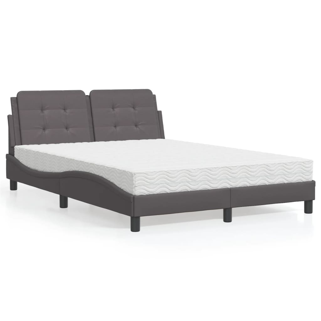 Lit avec matelas Zadar gris 120x200 cm similicuir