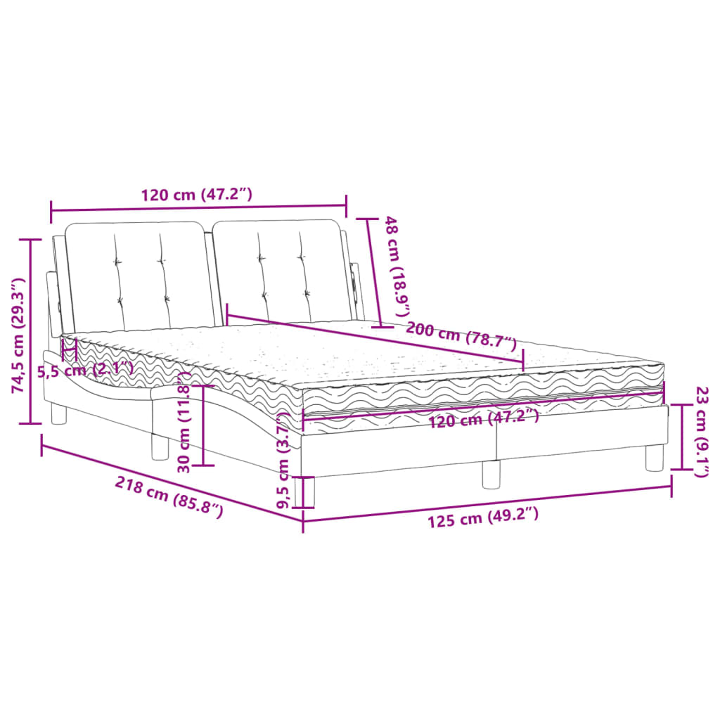 Cadre de lit sans matelas Zadar cappuccino 120x200 cm similicuir - XIOS