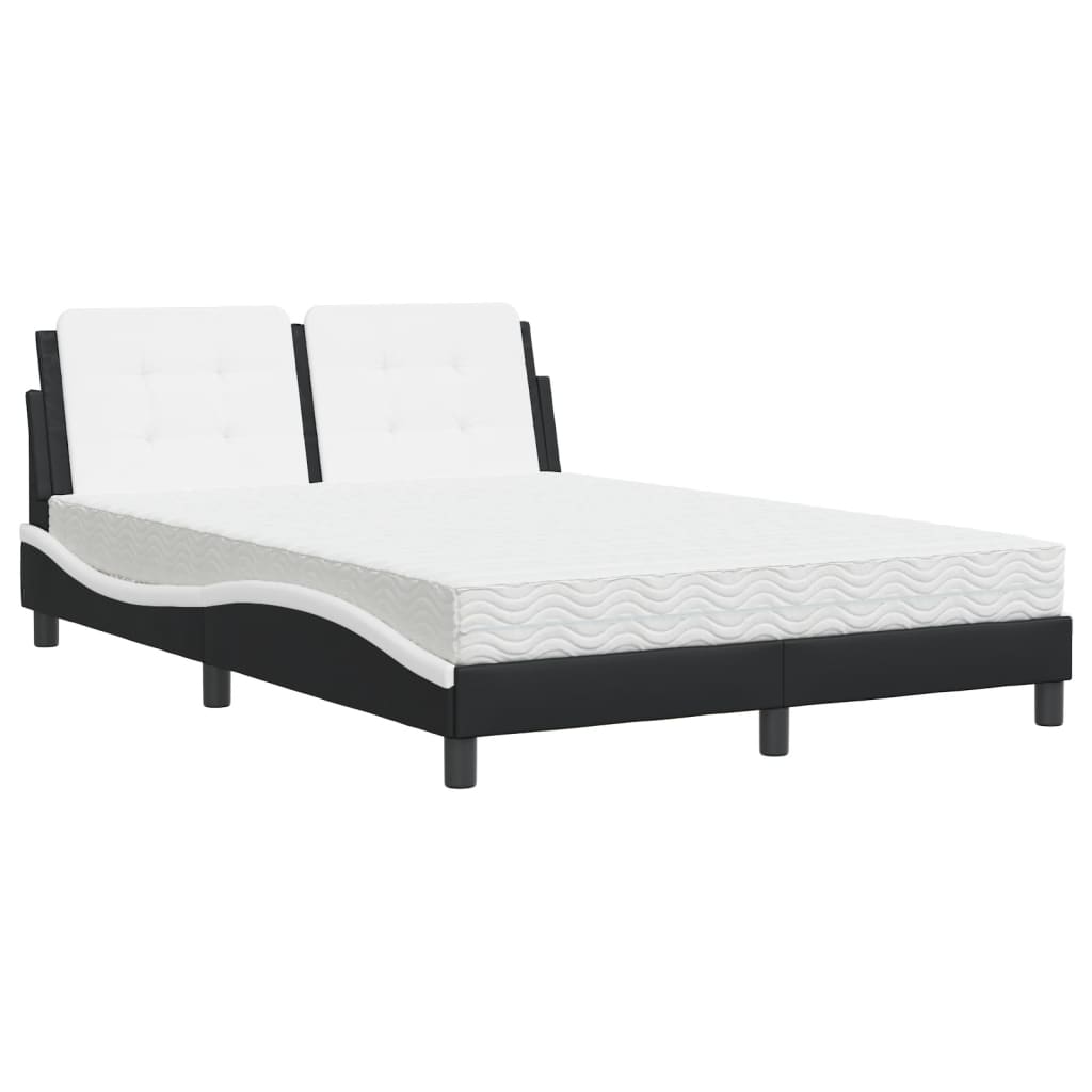 Lit avec matelas Zadar noir et blanc 120x200 cm similicuir
