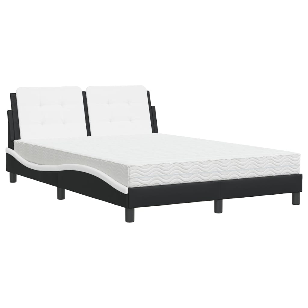 Cadre de lit sans matelas Zadar noir et blanc 140x190 cm similicuir - XIOS