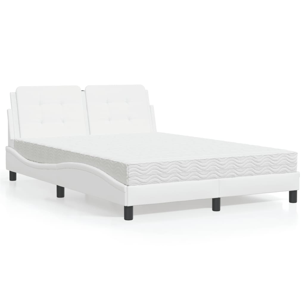 Lit avec matelas Zadar blanc 140x200 cm similicuir