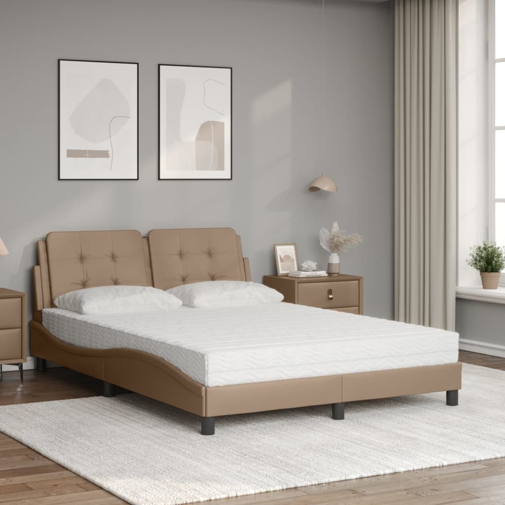 Lit avec matelas Zadar cappuccino 140x200 cm similicuir - XIOS