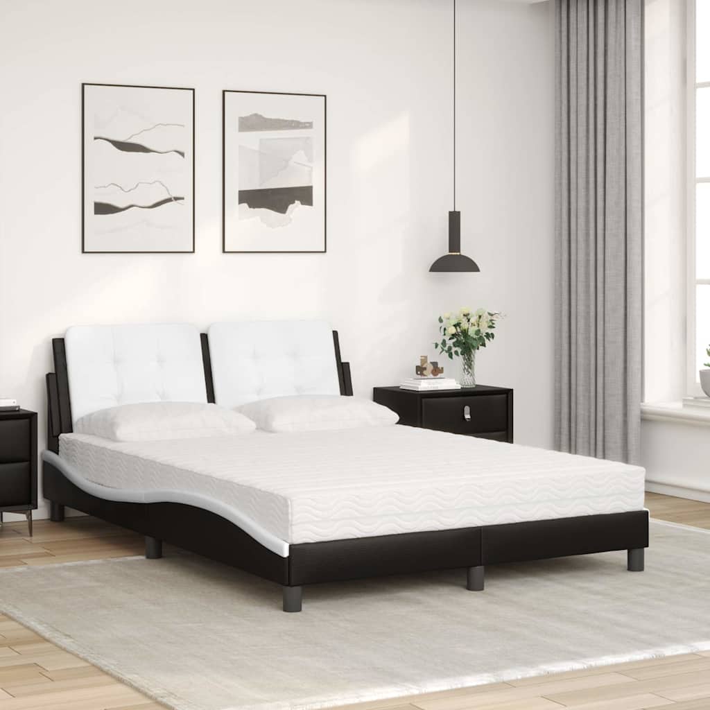 Lit avec matelas Zadar noir et blanc 140x200 cm similicuir - XIOS