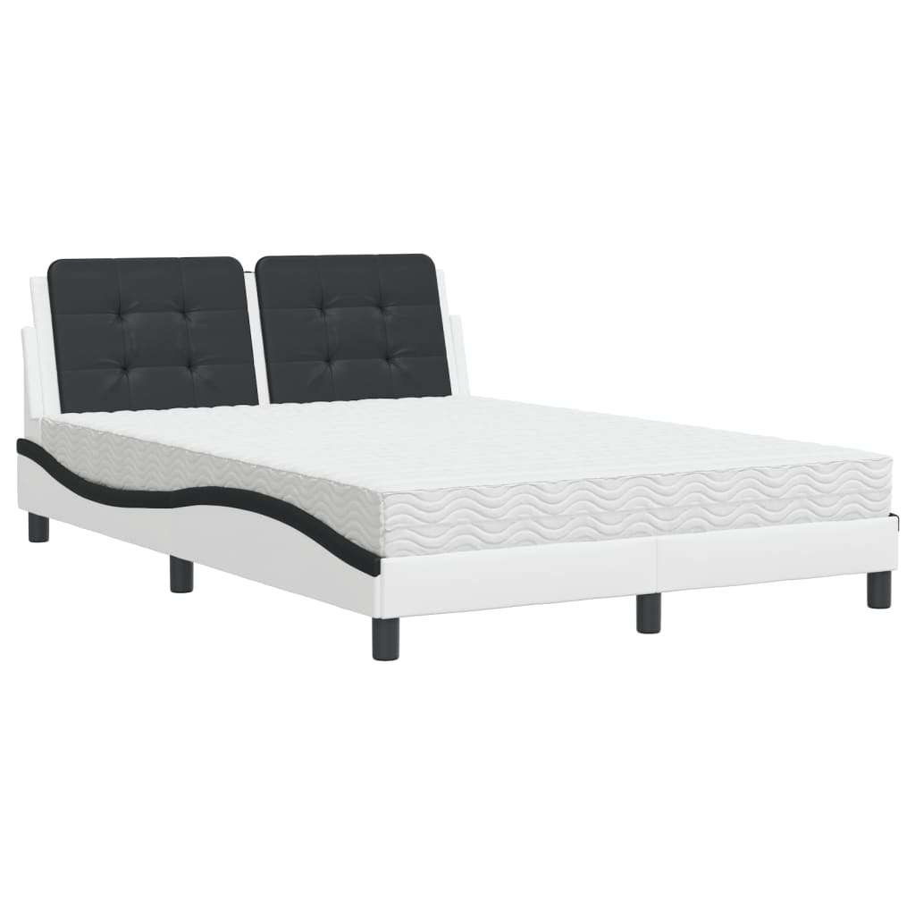 Lit avec matelas Zadar blanc et noir 140x200 cm similicuir - XIOS