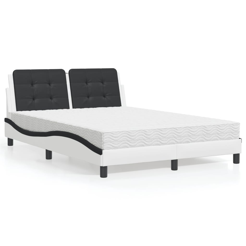 Lit avec matelas Zadar blanc et noir 140x200 cm similicuir - XIOS
