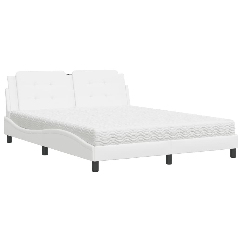 Lit avec matelas Zadar blanc 160x200 cm similicuir - XIOS