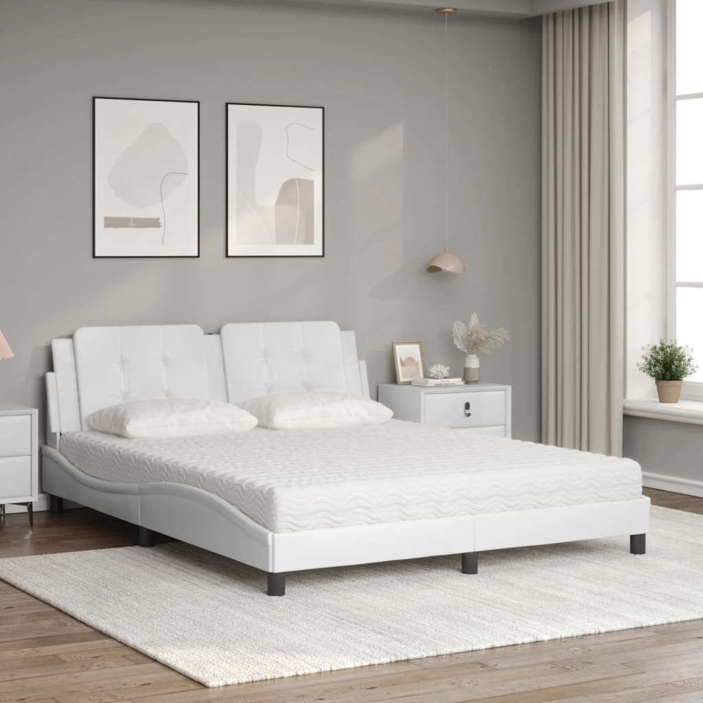 Lit avec matelas Zadar blanc 160x200 cm similicuir - XIOS