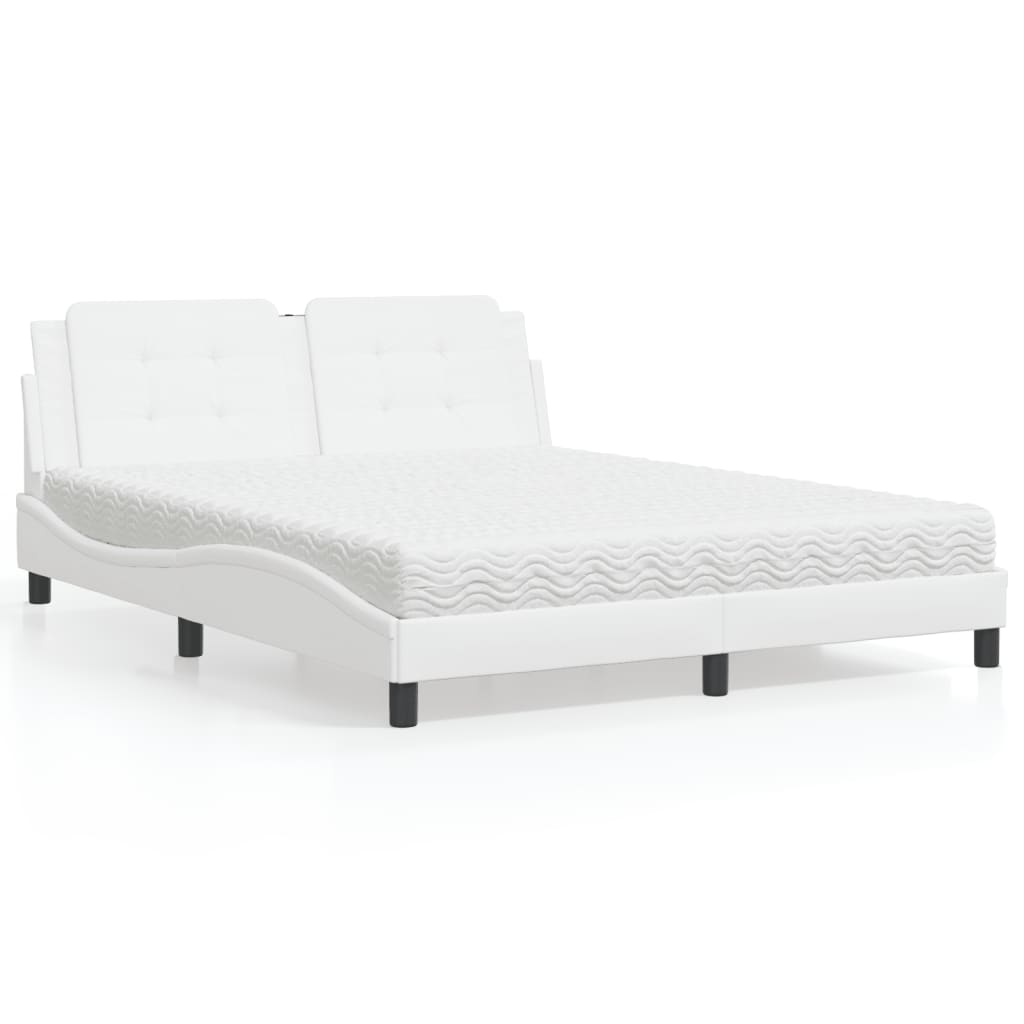 Lit avec matelas Zadar blanc 160x200 cm similicuir - XIOS