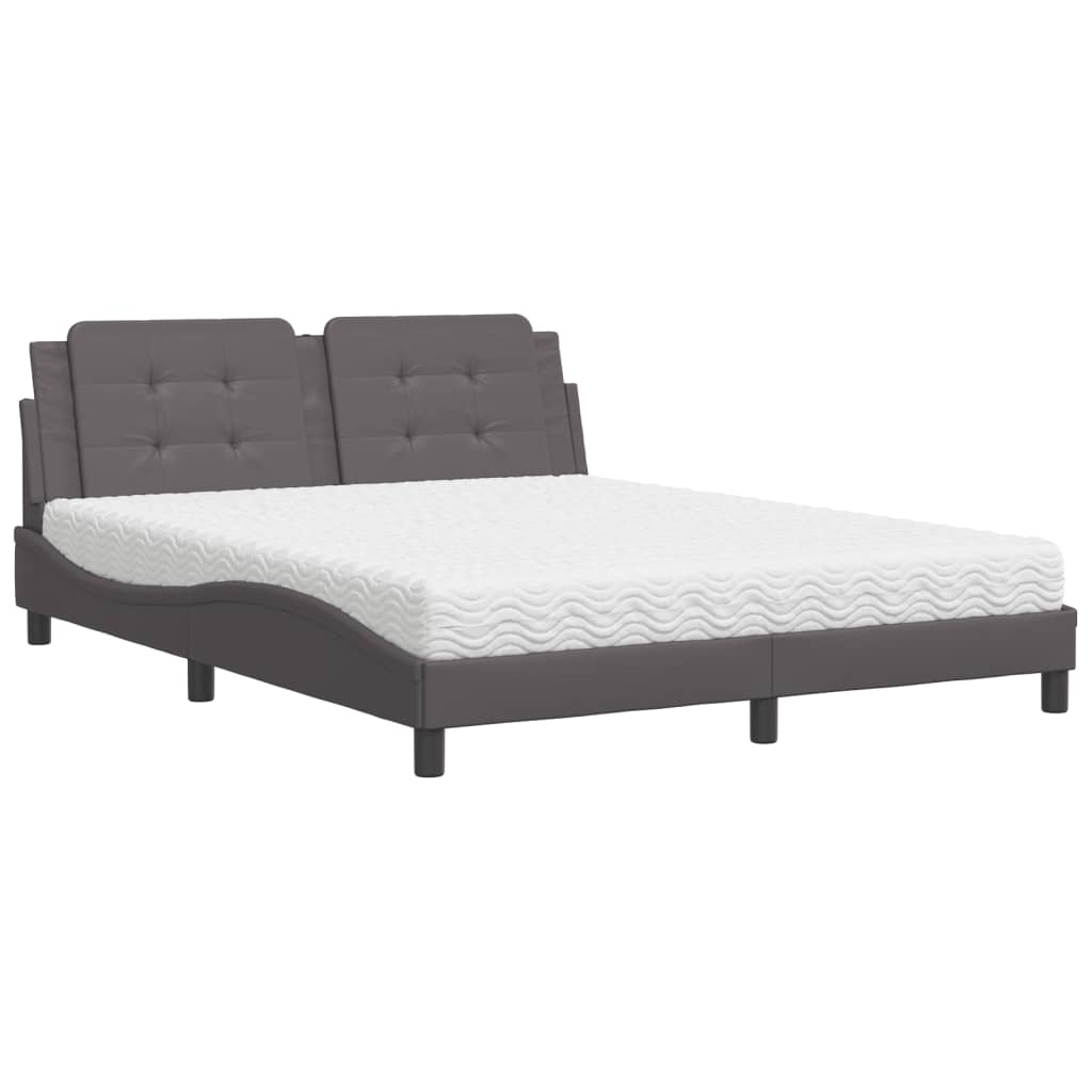 Lit avec matelas Zadar gris 160x200 cm similicuir - XIOS
