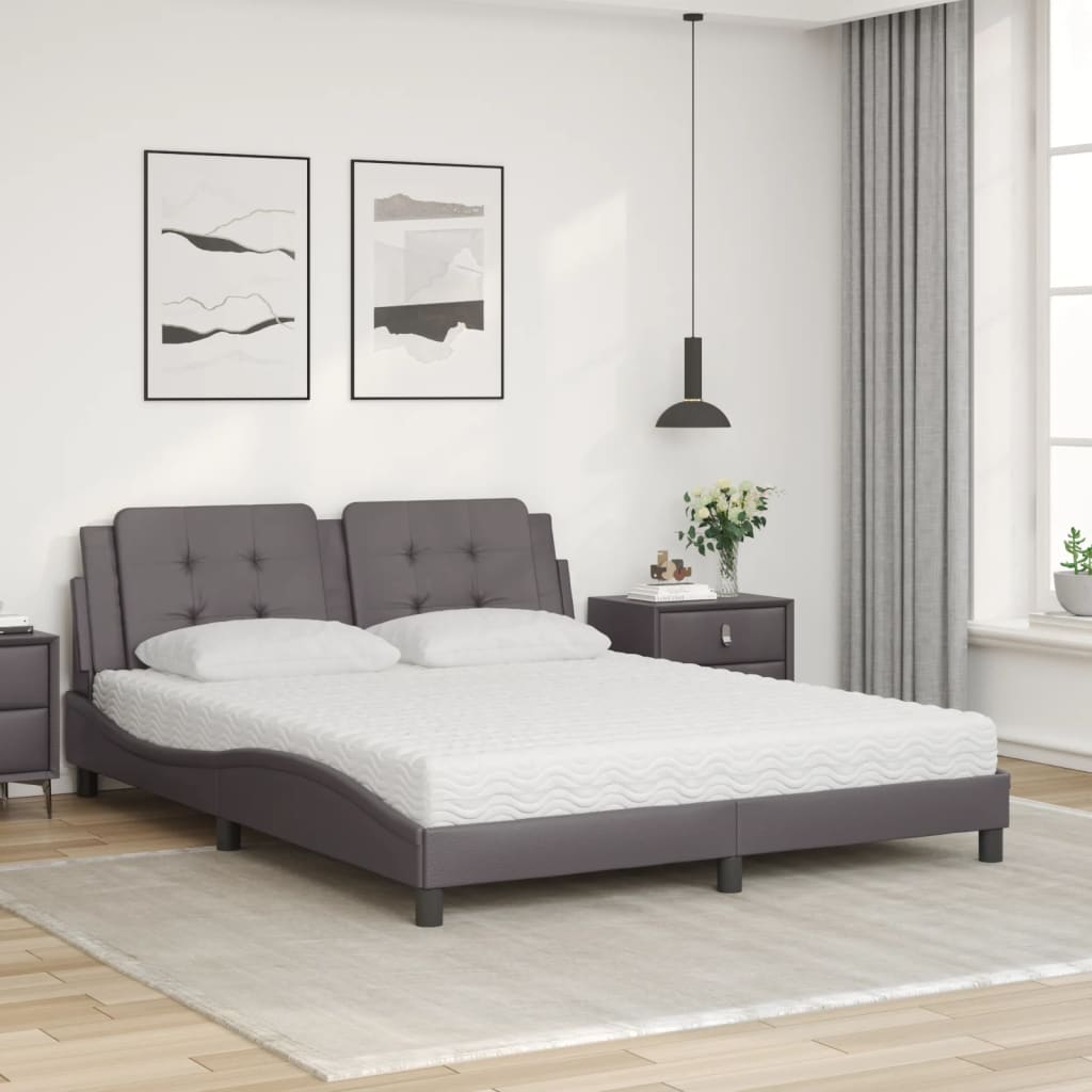 Lit avec matelas Zadar gris 160x200 cm similicuir - XIOS