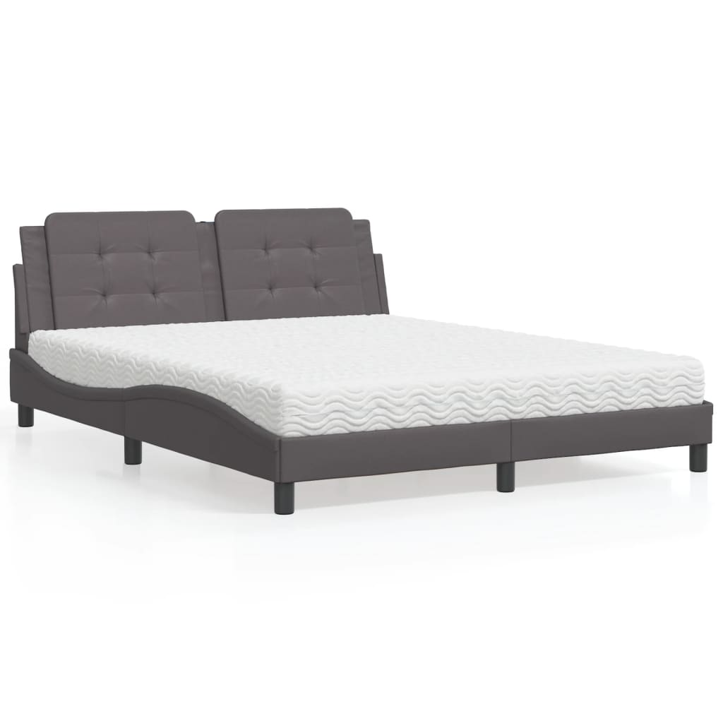 Lit avec matelas Zadar gris 160x200 cm similicuir - XIOS