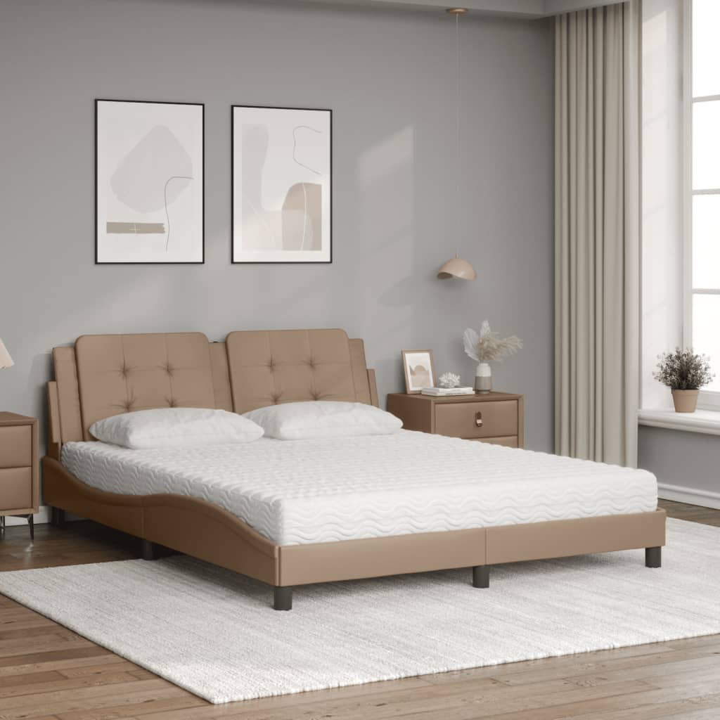 Lit avec matelas Zadar cappuccino 160x200 cm similicuir - XIOS