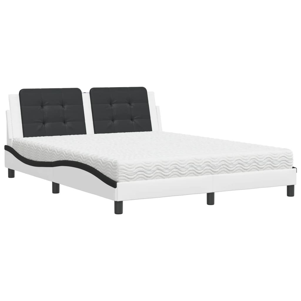 Lit avec matelas Zadar blanc et noir 160x200 cm similicuir - XIOS