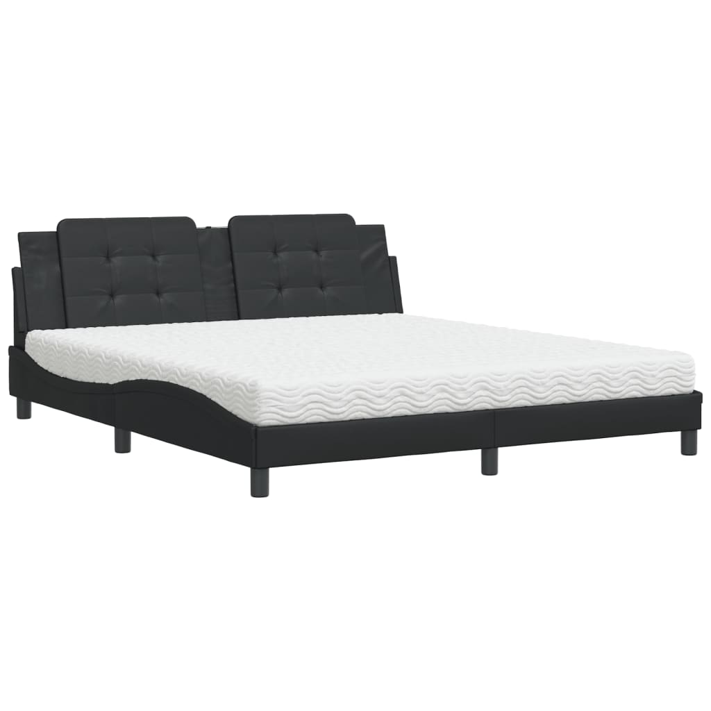 Lit avec matelas Zadar noir 180x200 cm similicuir - XIOS