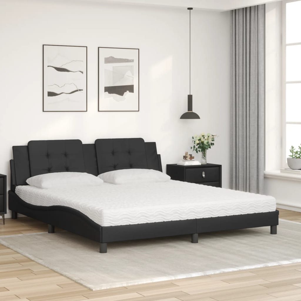Lit avec matelas Zadar noir 180x200 cm similicuir - XIOS