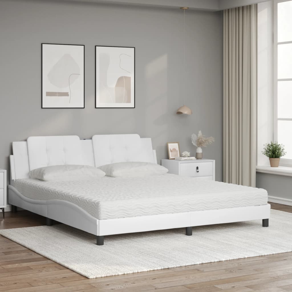 Lit avec matelas Zadar blanc 180x200 cm similicuir - XIOS