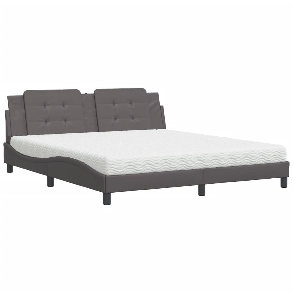 Lit avec matelas Zadar gris 180x200 cm similicuir - XIOS