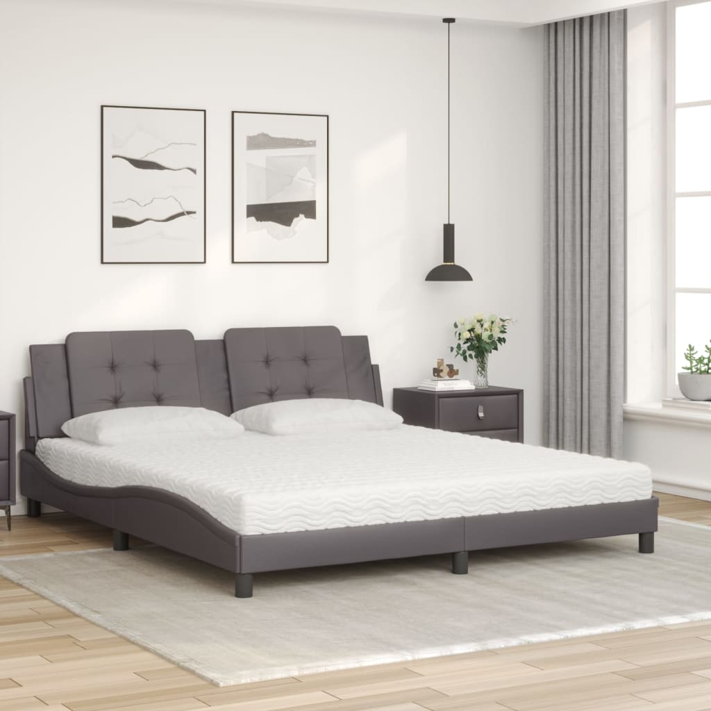 Lit avec matelas Zadar gris 180x200 cm similicuir - XIOS