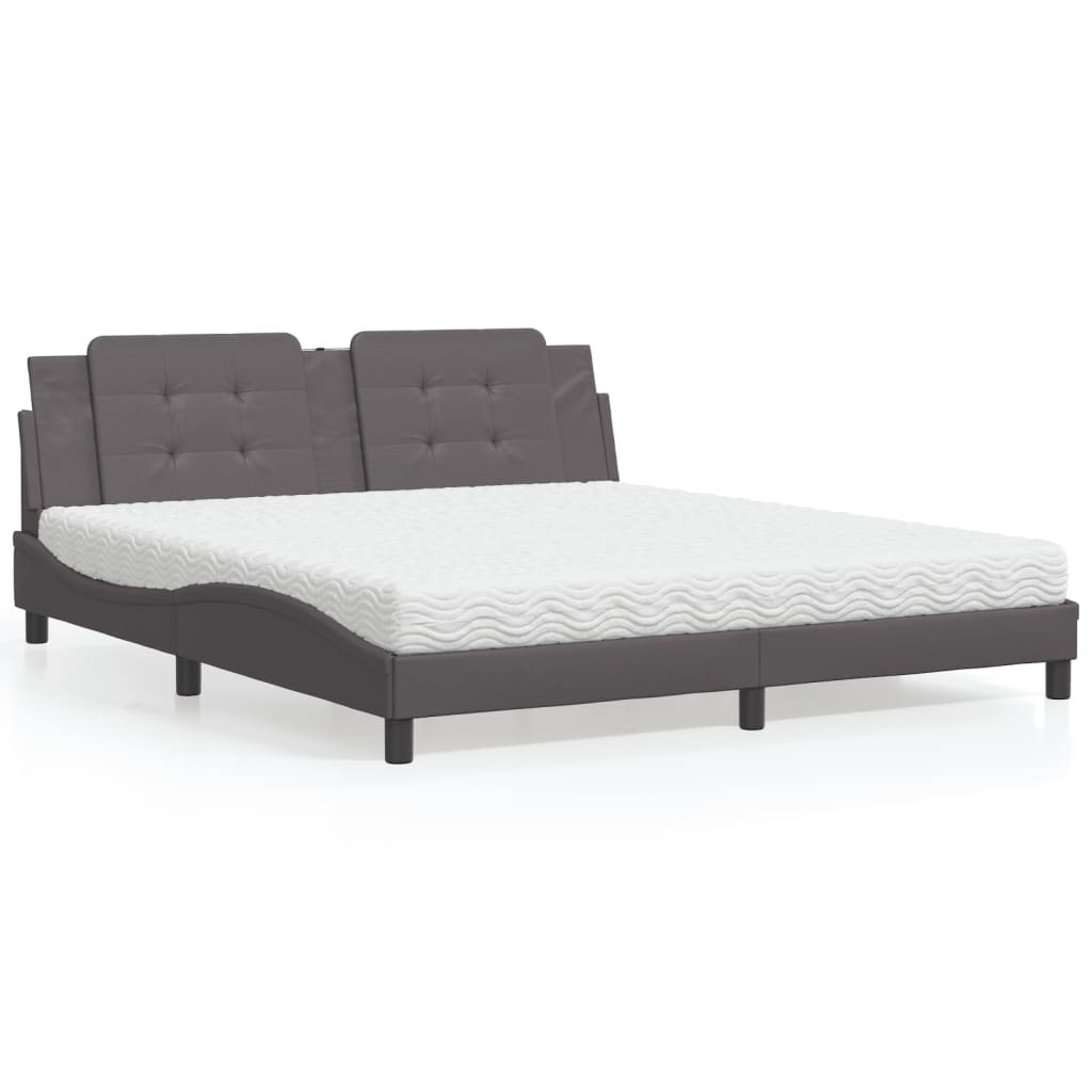 Lit avec matelas Zadar gris 180x200 cm similicuir - XIOS
