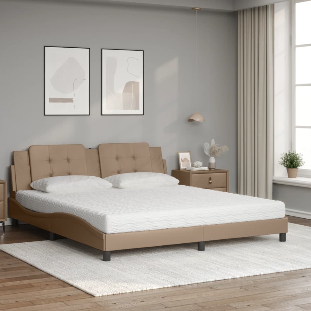 Lit avec matelas Zadar cappuccino 180x200 cm similicuir - XIOS