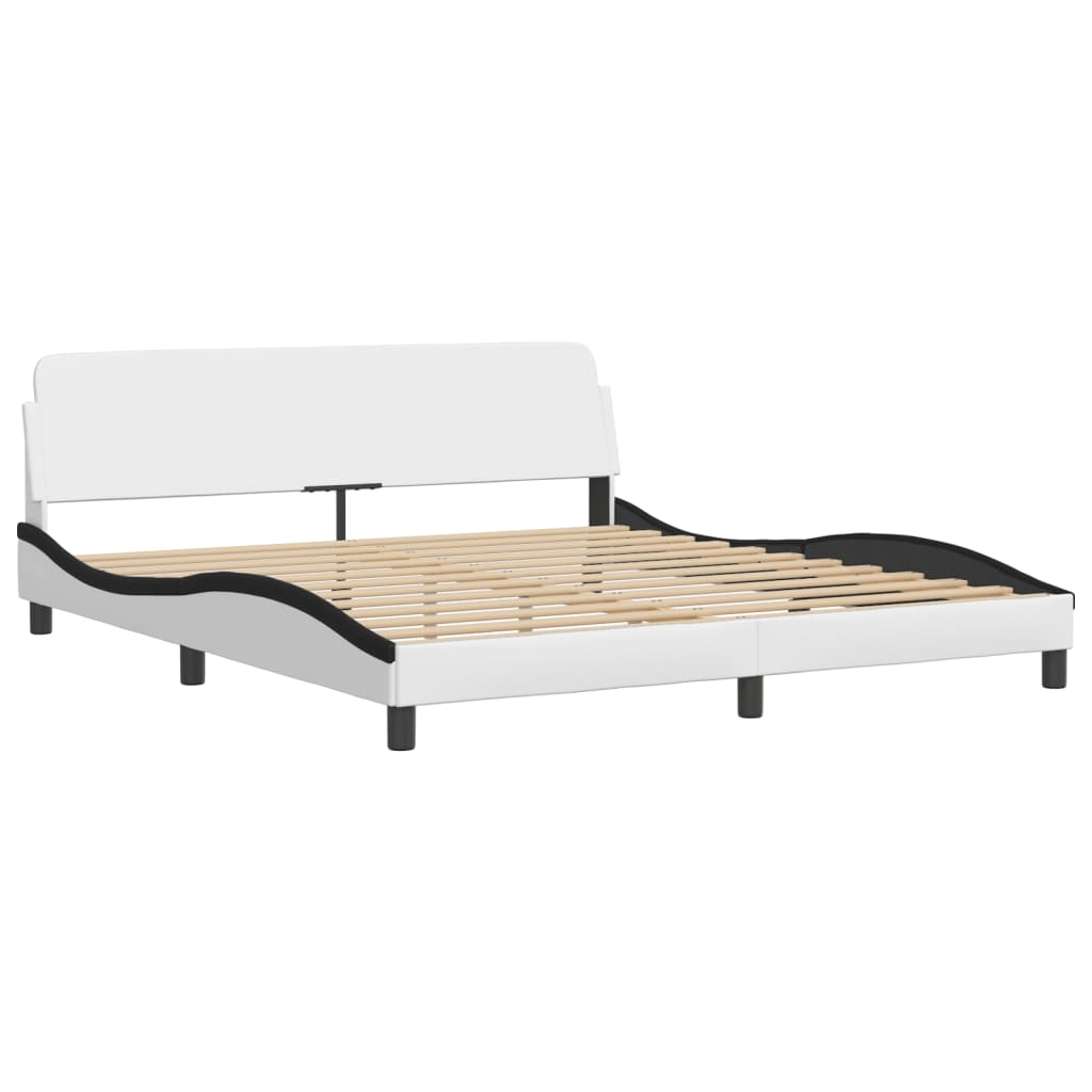 Lit avec matelas Zadar blanc et noir 180x200 cm similicuir - XIOS