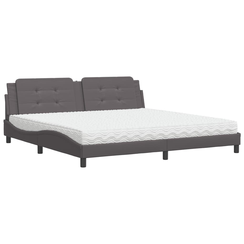 Lit avec matelas Zadar gris 200x200 cm similicuir - XIOS