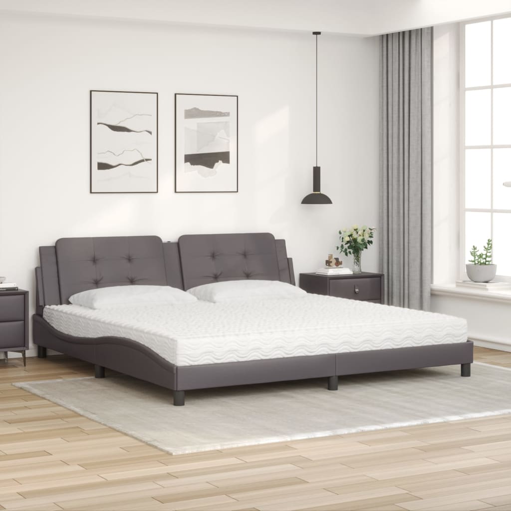Lit avec matelas Zadar gris 200x200 cm similicuir - XIOS