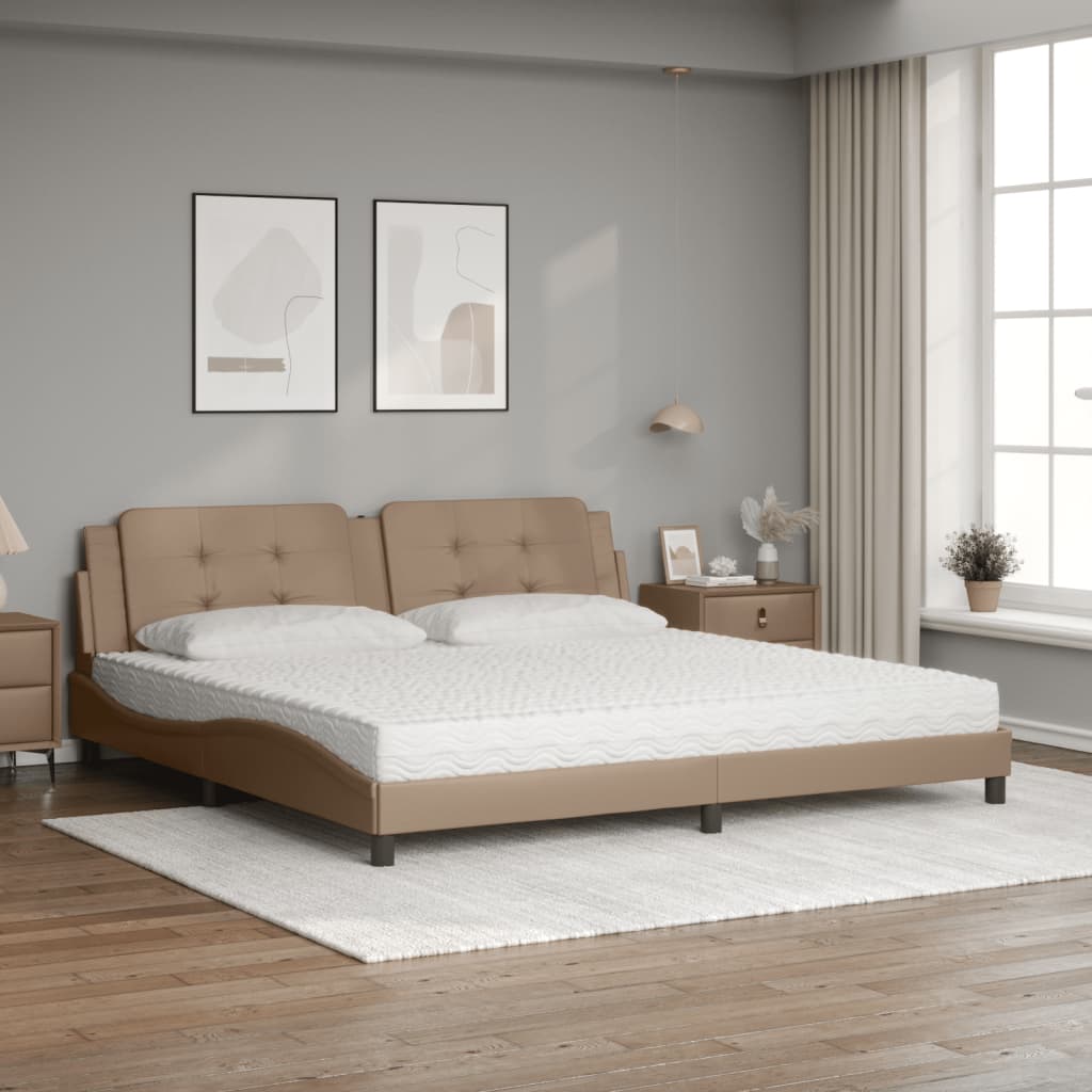 Lit avec matelas Zadar cappuccino 200x200 cm similicuir - XIOS