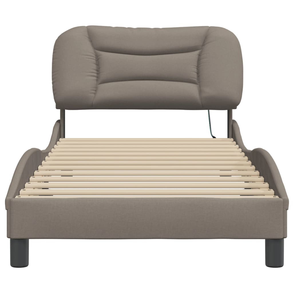Cadre de lit avec LED sans matelas taupe 80x200 cm tissu - XIOS