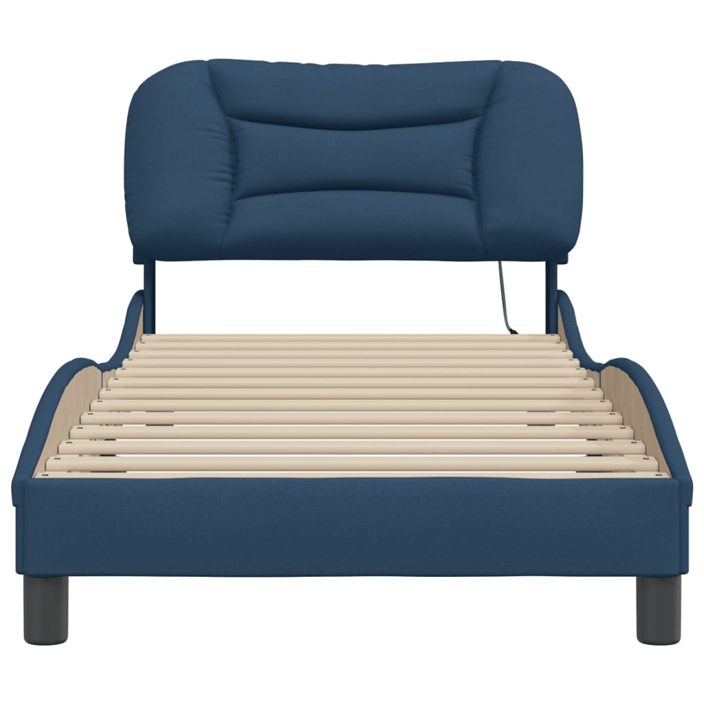Cadre de lit avec LED sans matelas Hvar bleu 80x200 cm tissu - XIOS