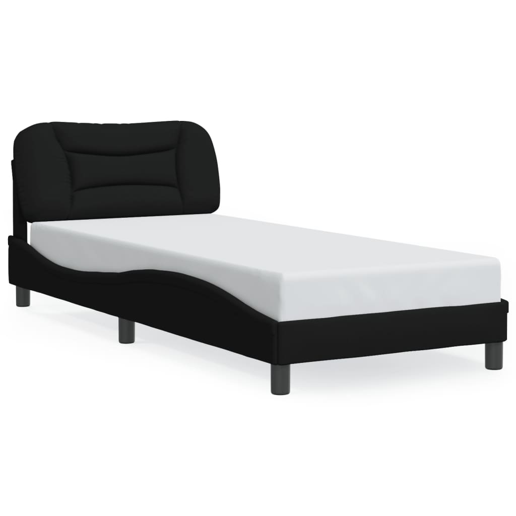 Cadre de lit avec LED sans matelas Hvar noir 90x190 cm tissu - XIOS