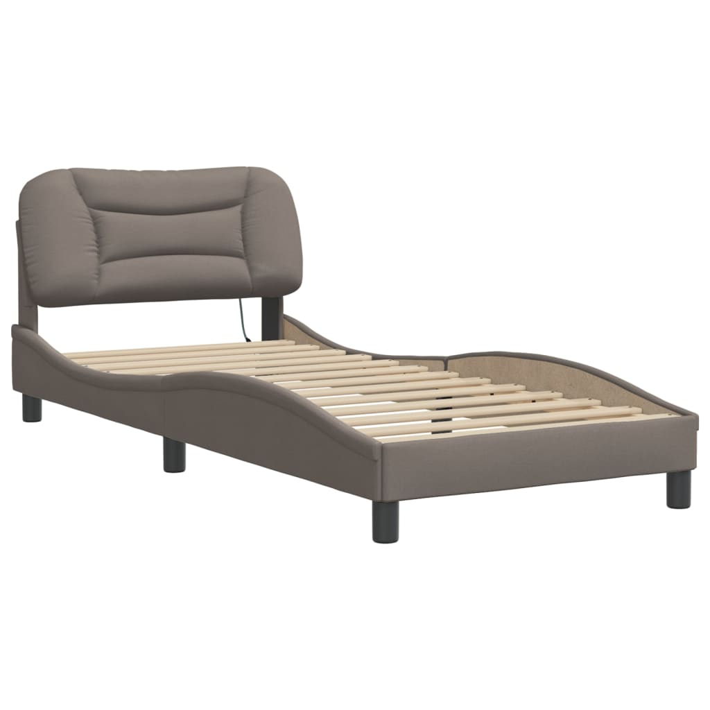 Cadre de lit avec LED sans matelas Hvar taupe 90x190 cm tissu - XIOS