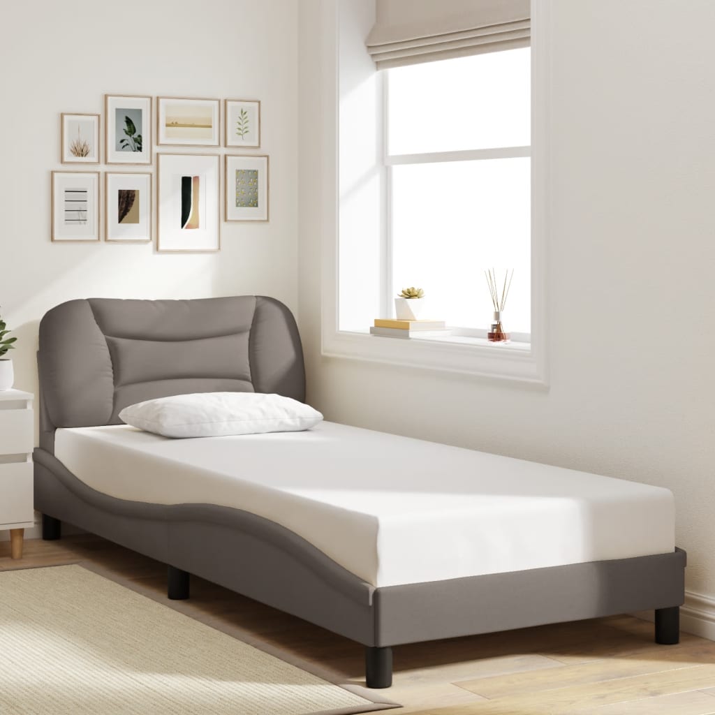 Cadre de lit avec LED sans matelas Hvar taupe 90x190 cm tissu - XIOS