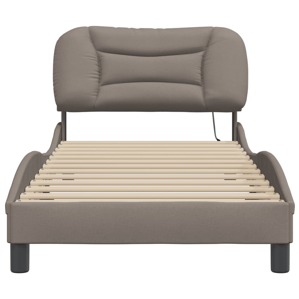 Cadre de lit avec LED sans matelas Hvar taupe 90x190 cm tissu - XIOS