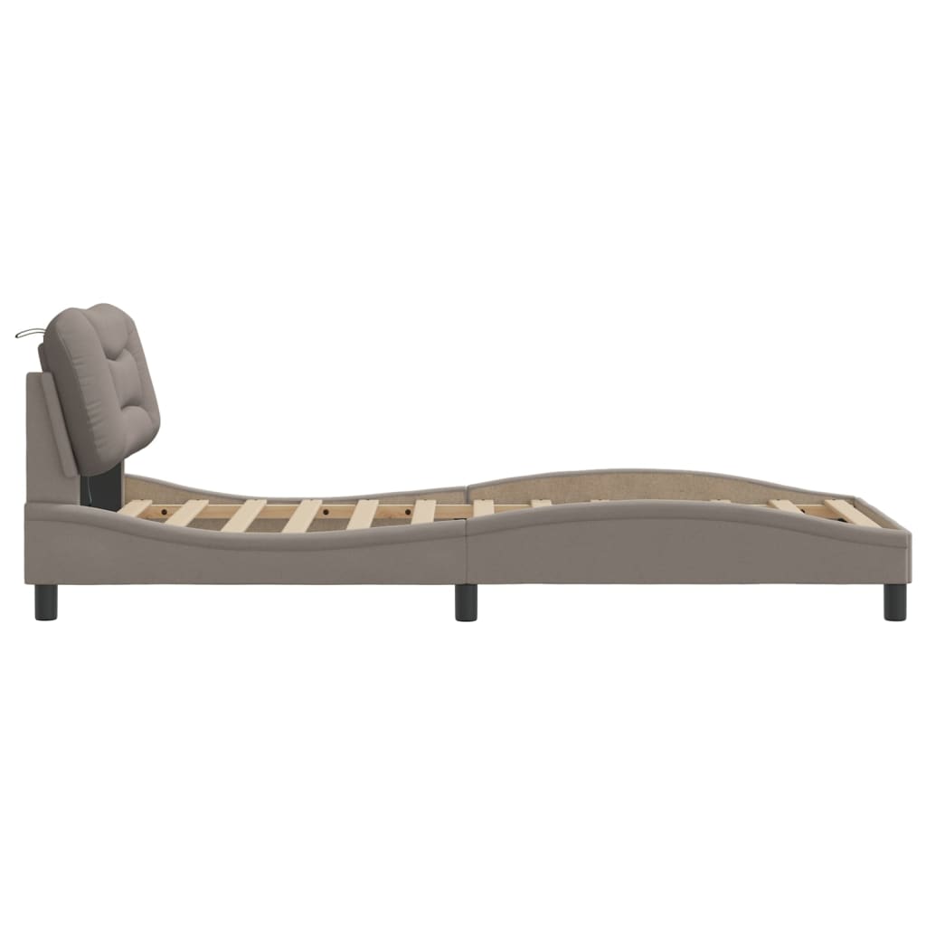 Cadre de lit avec LED sans matelas Hvar taupe 90x190 cm tissu - XIOS