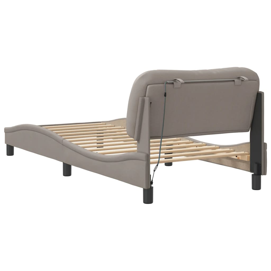 Cadre de lit avec LED sans matelas Hvar taupe 90x190 cm tissu - XIOS