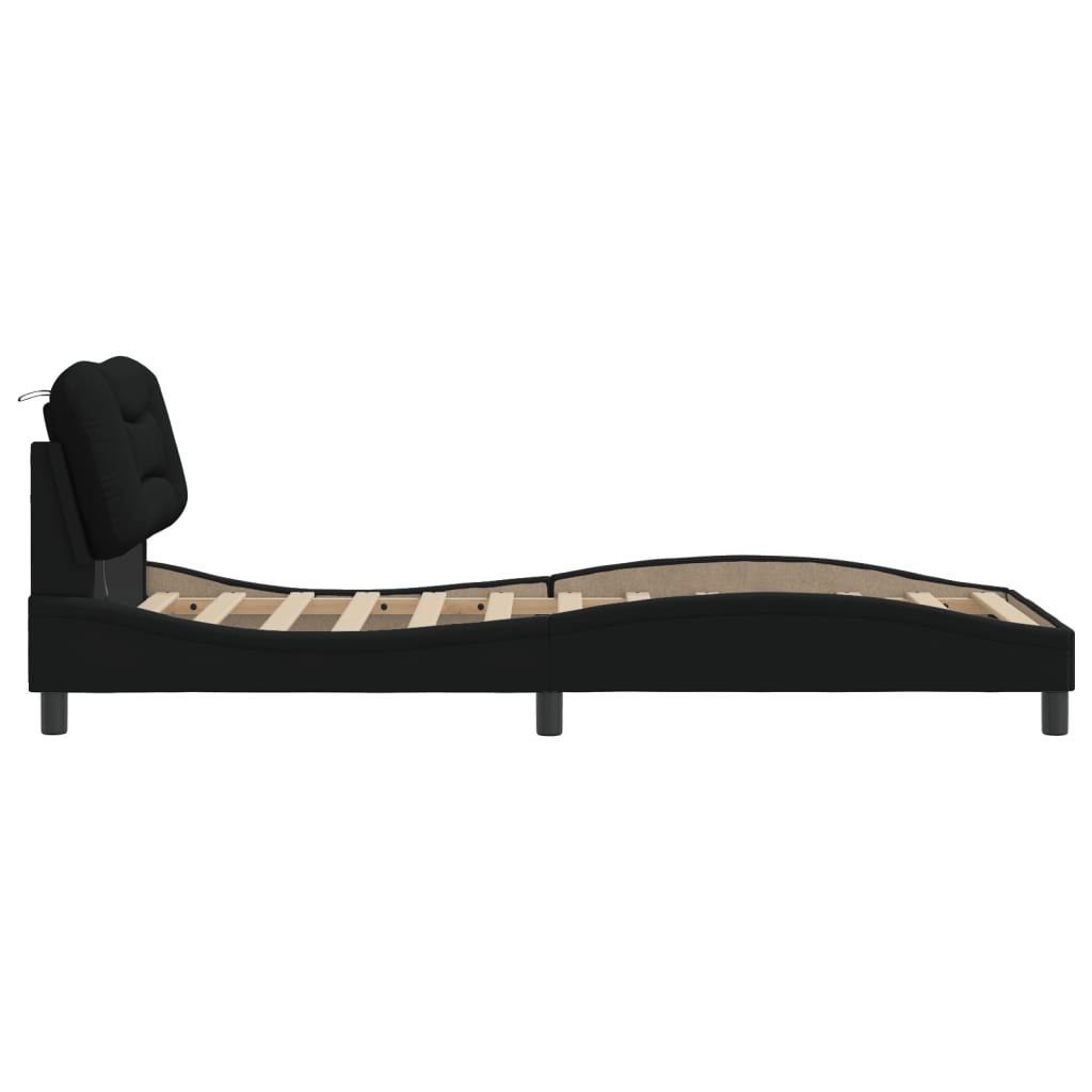 Cadre de lit avec LED sans matelas noir 90x200 cm tissu - XIOS