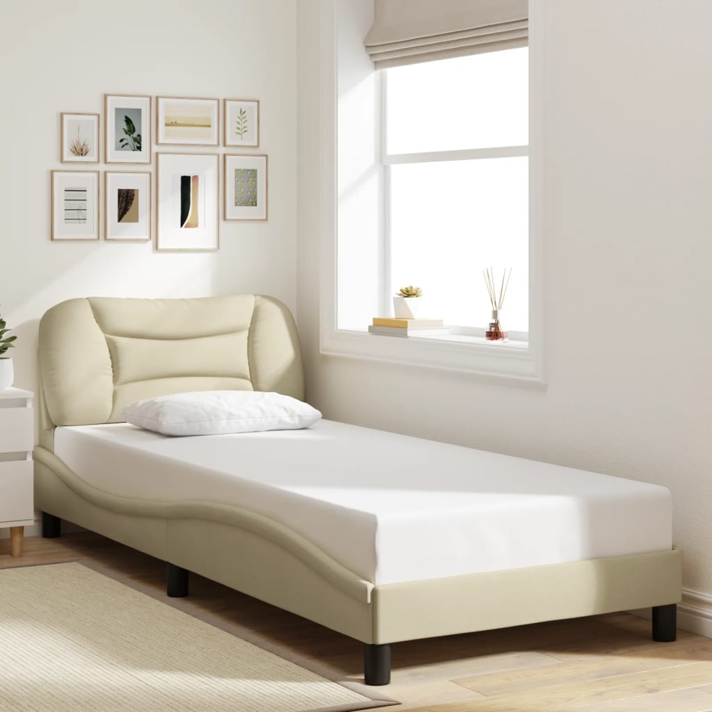 Cadre de lit avec LED sans matelas Hvar crème 90x200 cm tissu - XIOS