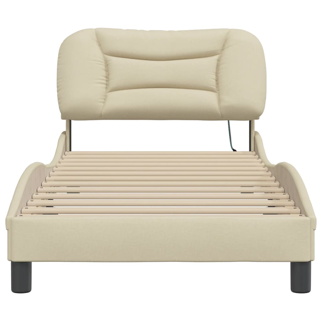 Cadre de lit avec LED sans matelas Hvar crème 90x200 cm tissu - XIOS