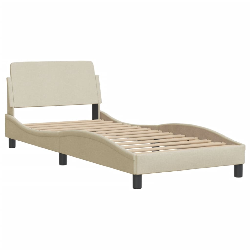Cadre de lit avec LED sans matelas Hvar crème 90x200 cm tissu - XIOS