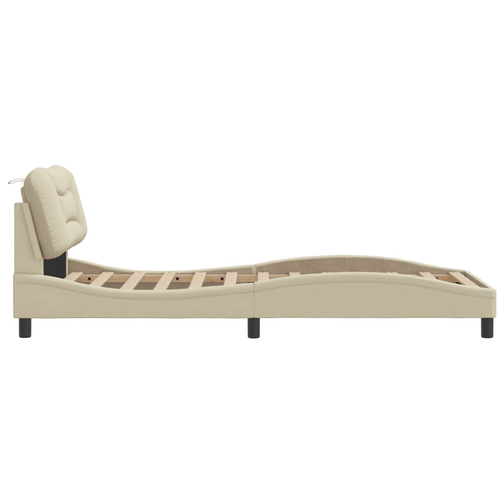 Cadre de lit avec LED sans matelas Hvar crème 90x200 cm tissu - XIOS