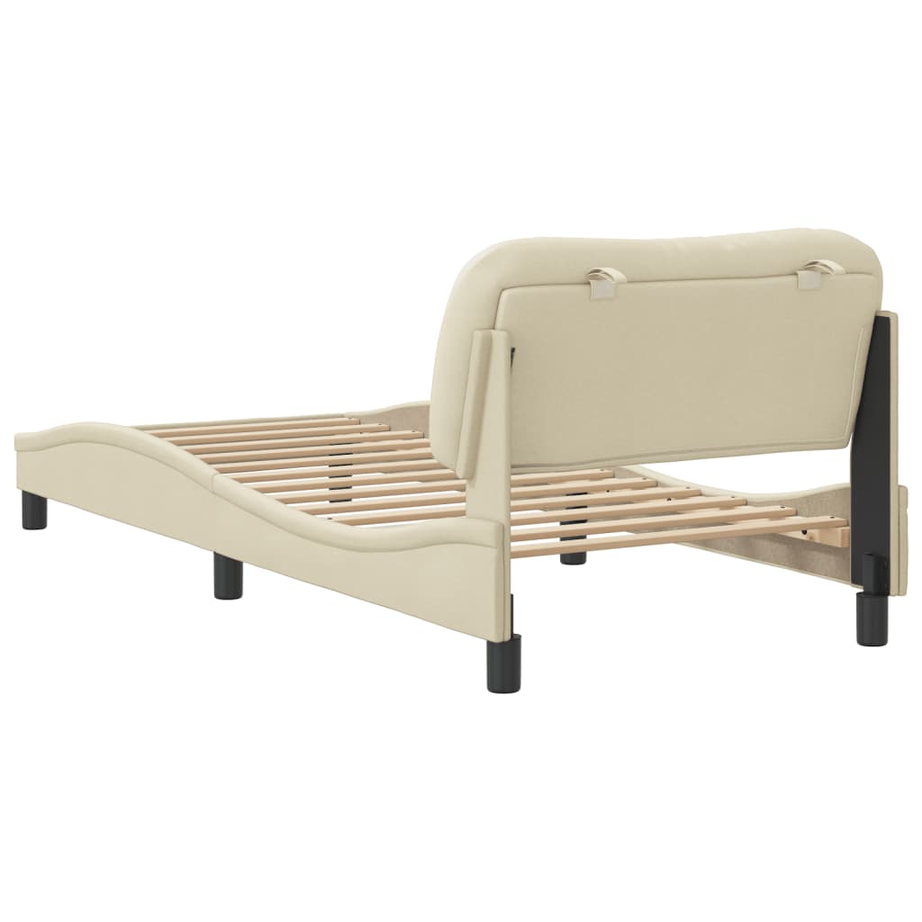 Cadre de lit avec LED sans matelas Hvar crème 90x200 cm tissu - XIOS