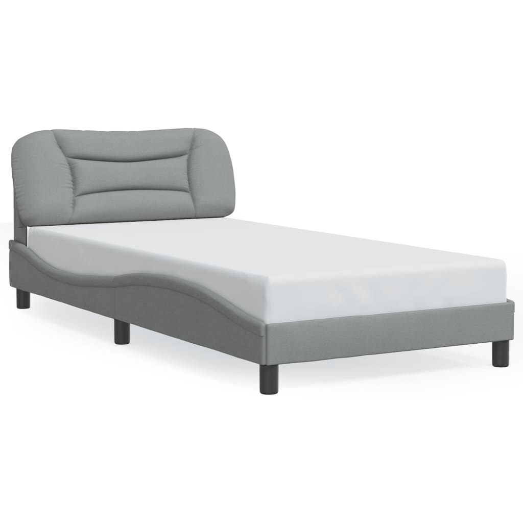 Cadre de lit avec LED sans matelas gris clair 100x200 cm tissu - XIOS