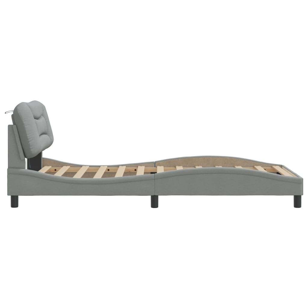 Cadre de lit avec LED sans matelas gris clair 100x200 cm tissu - XIOS