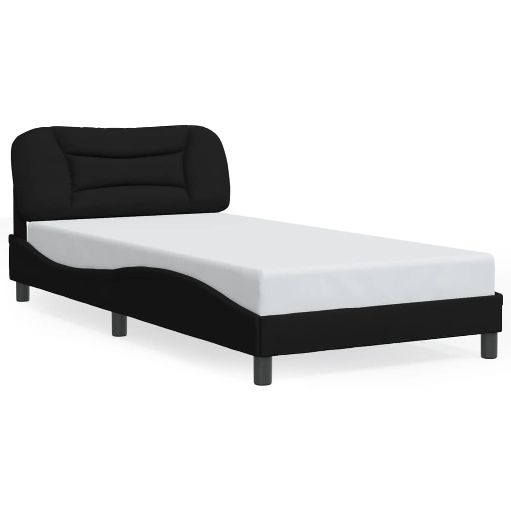 Cadre de lit avec LED sans matelas noir 100x200 cm tissu - XIOS