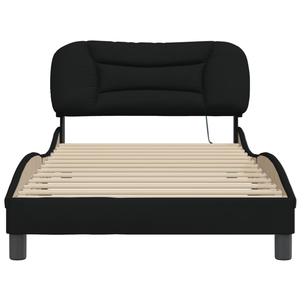 Cadre de lit avec LED sans matelas noir 100x200 cm tissu - XIOS