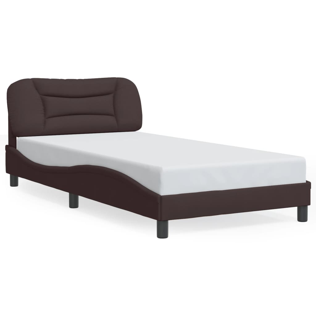 Cadre de lit avec LED sans matelas Hvar marron foncé 100x200cm tissu